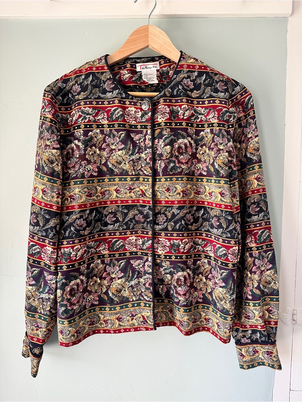 Talbots Vintage Multi Floral Collarless Jacket